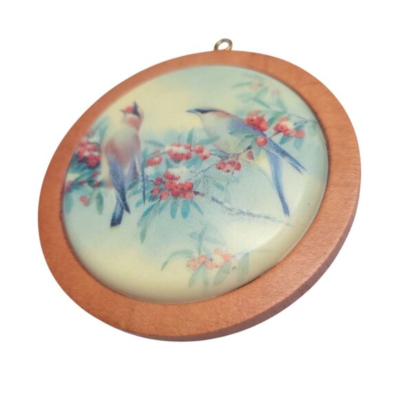 Hallmark Cedar Waxwing Christmas Ornament 1986 Wildlife Collection Wood & Glass - Picture 3 of 5